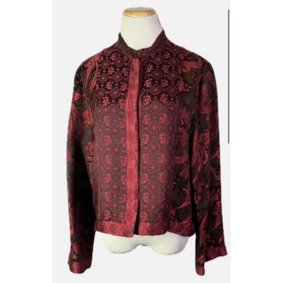 Citron Jackets & Blazers - Dragon Phoenix Brocade Jacket Womens Red Black Asian Inspired Goth Art Wear